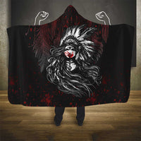 Native American MMIW Red Handprint Hooded Blanket Dreamcatcher