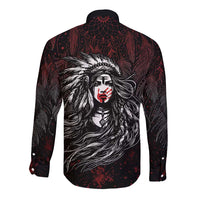 Native American MMIW Red Handprint Long Sleeve Button Shirt Dreamcatcher