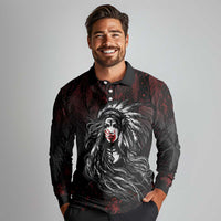 Native American MMIW Red Handprint Long Sleeve Polo Shirt Dreamcatcher