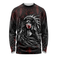 Native American MMIW Red Handprint Long Sleeve Shirt Dreamcatcher