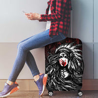 Native American MMIW Red Handprint Luggage Cover Dreamcatcher