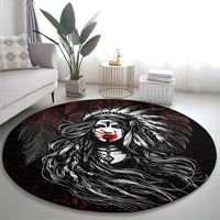 Native American MMIW Red Handprint Round Carpet Dreamcatcher