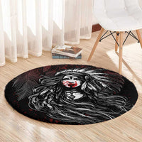 Native American MMIW Red Handprint Round Carpet Dreamcatcher