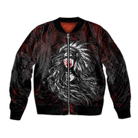 Native American MMIW Red Handprint Sleeve Zip Bomber Jacket Dreamcatcher