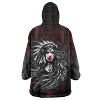 Native American MMIW Red Handprint Wearable Blanket Hoodie Dreamcatcher