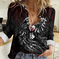 Native American MMIW Red Handprint Women Casual Shirt Dreamcatcher