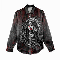 Native American MMIW Red Handprint Women Casual Shirt Dreamcatcher
