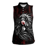Native American MMIW Red Handprint Women Sleeveless Polo Shirt Dreamcatcher