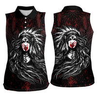 Native American MMIW Red Handprint Women Sleeveless Polo Shirt Dreamcatcher