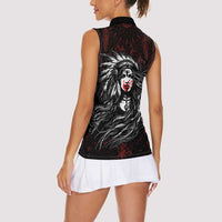 Native American MMIW Red Handprint Women Sleeveless Polo Shirt Dreamcatcher
