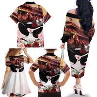 Kentucky Horse Racing Family Matching Off The Shoulder Long Sleeve Dress and Hawaiian Shirt Derby Girl - Marble Roses