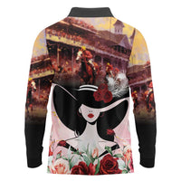 Kentucky Horse Racing Long Sleeve Polo Shirt Derby Girl - Marble Roses