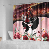 Kentucky Horse Racing Shower Curtain Derby Girl - Marble Roses