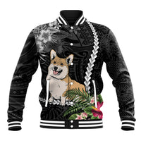 Personalised Polynesian Dog Baseball Jacket Corgi Mix Tropical Flowers LT7 - Wonder Print Shop
