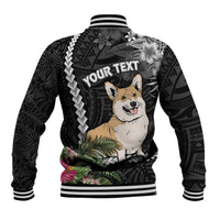 Personalised Polynesian Dog Baseball Jacket Corgi Mix Tropical Flowers LT7 - Wonder Print Shop