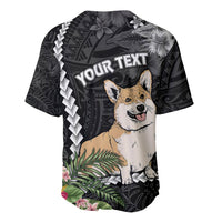 Personalised Polynesian Dog Baseball Jersey Corgi Mix Tropical Flowers LT7 - Wonder Print Shop