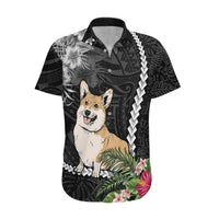 Personalised Polynesian Dog Hawaiian Shirt Corgi Mix Tropical Flowers - Wonder Print Shop