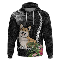 Personalised Polynesian Dog Hoodie Corgi Mix Tropical Flowers - Wonder Print Shop