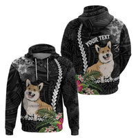 Personalised Polynesian Dog Hoodie Corgi Mix Tropical Flowers - Wonder Print Shop