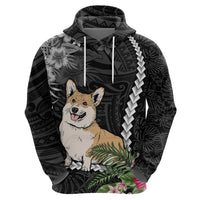 Personalised Polynesian Dog Hoodie Corgi Mix Tropical Flowers - Wonder Print Shop