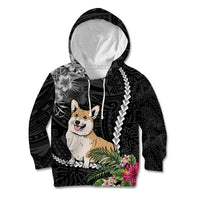 Personalised Polynesian Dog Kid Hoodie Corgi Mix Tropical Flowers - Wonder Print Shop