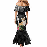 Personalised Polynesian Dog Mermaid Dress Corgi Mix Tropical Flowers - Wonder Print Shop