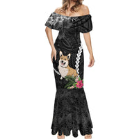Personalised Polynesian Dog Mermaid Dress Corgi Mix Tropical Flowers - Wonder Print Shop