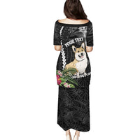 Personalised Polynesian Dog Puletasi Corgi Mix Tropical Flowers - Wonder Print Shop