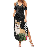 Personalised Polynesian Dog Summer Maxi Dress Corgi Mix Tropical Flowers - Wonder Print Shop
