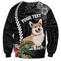 Personalised Polynesian Dog Sweatshirt Corgi Mix Tropical Flowers - Wonder Print Shop