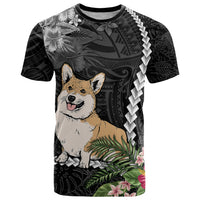 Personalised Polynesian Dog T Shirt Corgi Mix Tropical Flowers - Wonder Print Shop