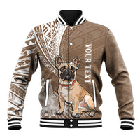 Personalised Polynesian Pacific Bulldog Baseball Jacket With Brown Hawaii Tribal Tattoo Patterns LT7 - Wonder Print Shop