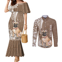 personalised-polynesian-pacific-bulldog-couples-matching-mermaid-dress-and-long-sleeve-button-shirts-with-brown-hawaii-tribal-tattoo-patterns