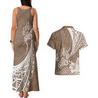 Personalised Polynesian Pacific Bulldog Couples Matching Tank Maxi Dress And Hawaiian Shirt With Brown Hawaii Tribal Tattoo Patterns LT7 - Wonder Print Shop