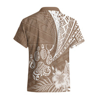 Personalised Polynesian Pacific Bulldog Hawaiian Shirt With Brown Hawaii Tribal Tattoo Patterns - Wonder Print Shop