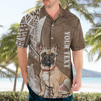Personalised Polynesian Pacific Bulldog Hawaiian Shirt With Brown Hawaii Tribal Tattoo Patterns - Wonder Print Shop