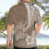 Personalised Polynesian Pacific Bulldog Hawaiian Shirt With Brown Hawaii Tribal Tattoo Patterns - Wonder Print Shop