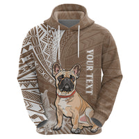 Personalised Polynesian Pacific Bulldog Hoodie With Brown Hawaii Tribal Tattoo Patterns - Wonder Print Shop