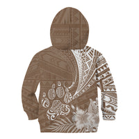 Personalised Polynesian Pacific Bulldog Kid Hoodie With Brown Hawaii Tribal Tattoo Patterns - Wonder Print Shop