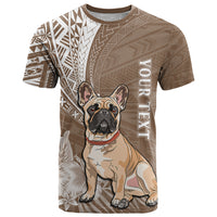 Personalised Polynesian Pacific Bulldog T Shirt With Brown Hawaii Tribal Tattoo Patterns - Wonder Print Shop