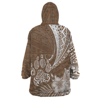 Personalised Polynesian Pacific Bulldog Wearable Blanket Hoodie With Brown Hawaii Tribal Tattoo Patterns - Wonder Print Shop