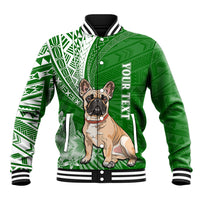 Personalised Polynesian Pacific Bulldog Baseball Jacket With Emerald Hawaii Tribal Tattoo Patterns LT7 - Wonder Print Shop