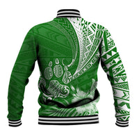Personalised Polynesian Pacific Bulldog Baseball Jacket With Emerald Hawaii Tribal Tattoo Patterns LT7 - Wonder Print Shop