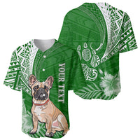 Personalised Polynesian Pacific Bulldog Baseball Jersey With Emerald Hawaii Tribal Tattoo Patterns LT7 - Wonder Print Shop