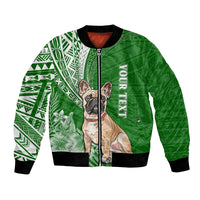 Personalised Polynesian Pacific Bulldog Bomber Jacket With Emerald Hawaii Tribal Tattoo Patterns LT7 - Wonder Print Shop