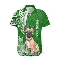 Personalised Polynesian Pacific Bulldog Hawaiian Shirt With Emerald Hawaii Tribal Tattoo Patterns - Wonder Print Shop