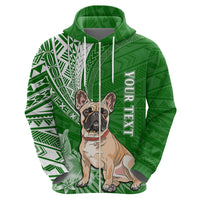 Personalised Polynesian Pacific Bulldog Hoodie With Emerald Hawaii Tribal Tattoo Patterns - Wonder Print Shop
