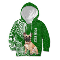 Personalised Polynesian Pacific Bulldog Kid Hoodie With Emerald Hawaii Tribal Tattoo Patterns - Wonder Print Shop