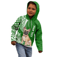Personalised Polynesian Pacific Bulldog Kid Hoodie With Emerald Hawaii Tribal Tattoo Patterns - Wonder Print Shop