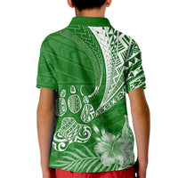 Personalised Polynesian Pacific Bulldog Kid Polo Shirt With Emerald Hawaii Tribal Tattoo Patterns - Wonder Print Shop